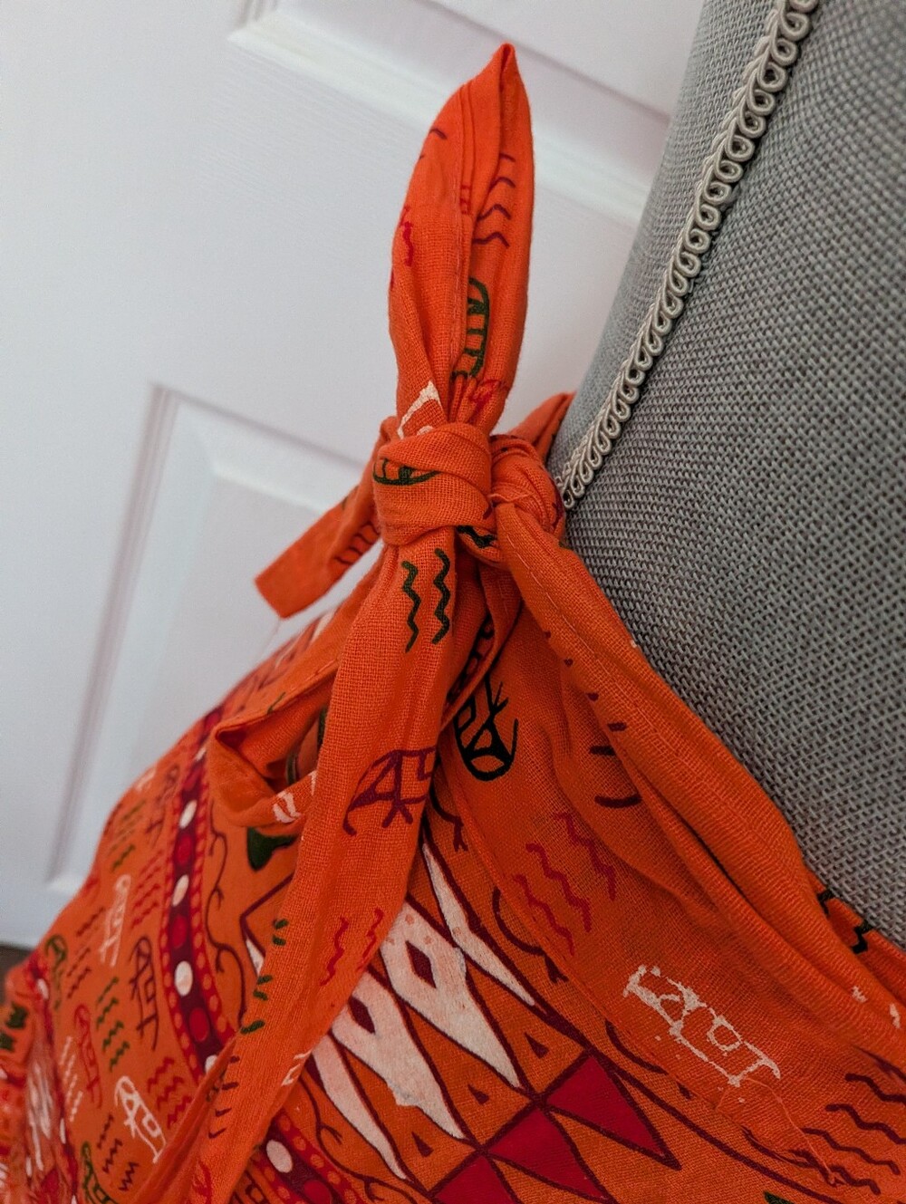 Boho Maxi Wrap Skirt in Bright Orange - Picture 2 of 4